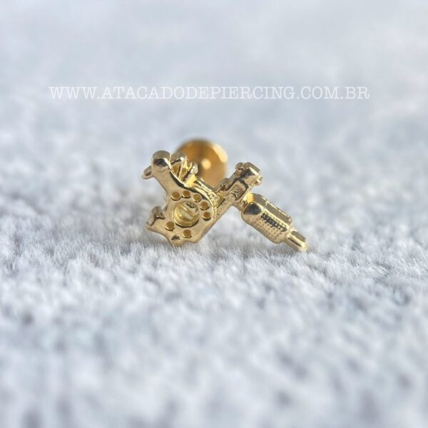 Labret Ouro 18K Marquina de Tatuagem Zircônias - Imagem 1