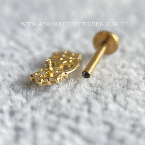 Labret Ouro 18K Flores Zircônias - Imagem 3