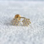 Labret Ouro 18K Flores Zircônias