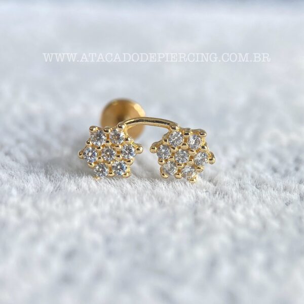 Labret Ouro 18K Flores Zircônias - Imagem 1
