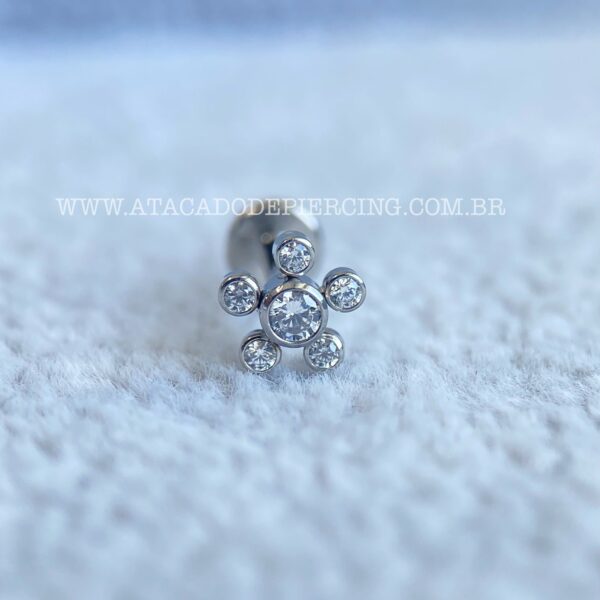 Labret Aço Rosca Interna Zircônias - Imagem 3