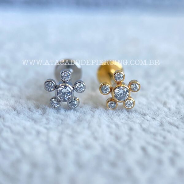 Labret Aço Rosca Interna Zircônias - Imagem 1