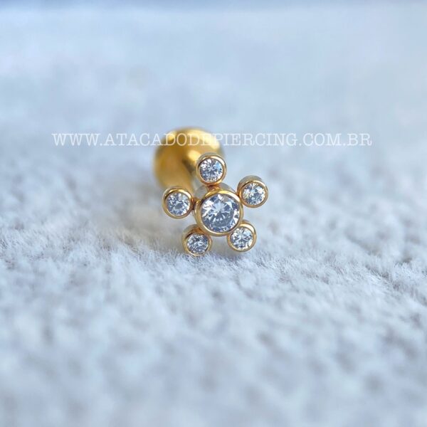 Labret Aço Rosca Interna Zircônias - Imagem 2