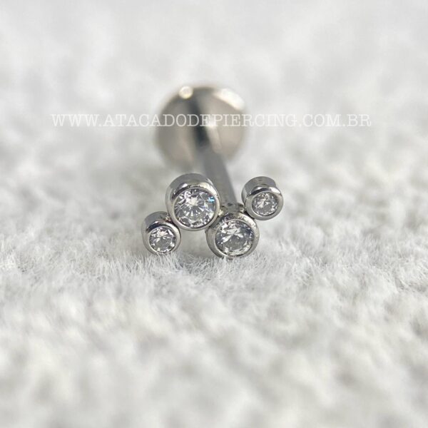 Labret Aço Rosca Interna Zircônias - Imagem 3