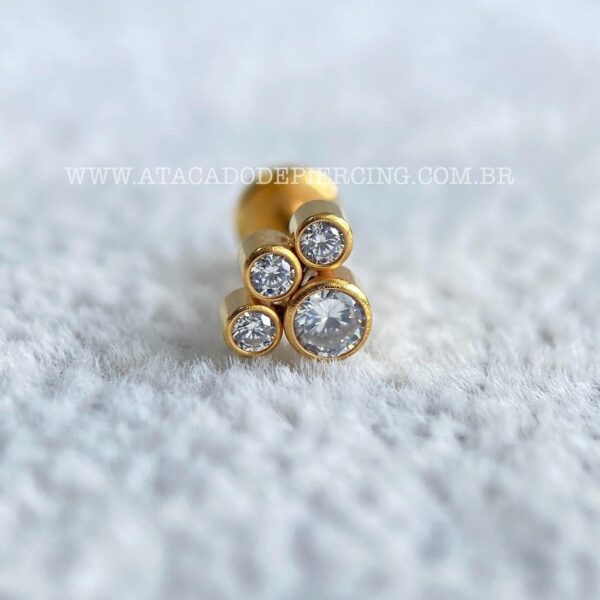 Labret Aço Rosca Interna Zircônias - Imagem 2