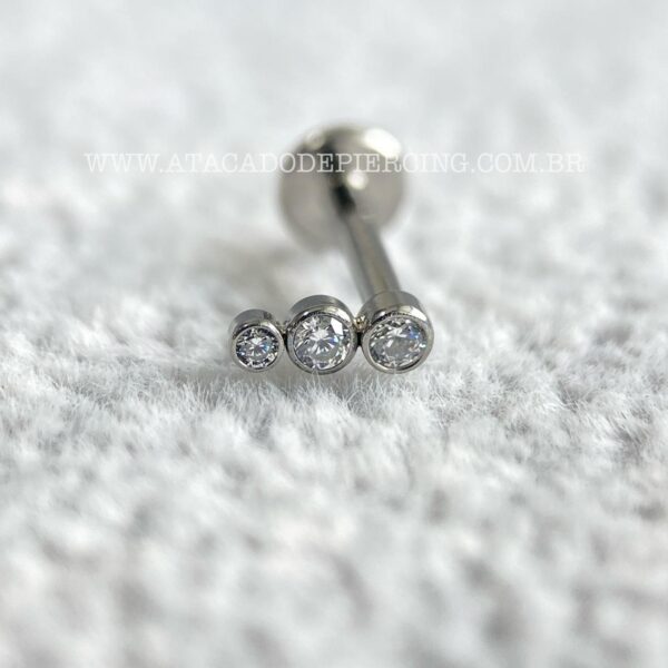 Labret Aço Rosca Interna Zircônias - Imagem 3