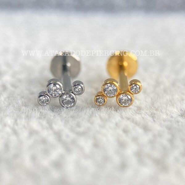 Labret Aço Rosca Interna Zircônias - Imagem 1