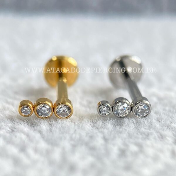 Labret Aço Rosca Interna Zircônias - Imagem 1