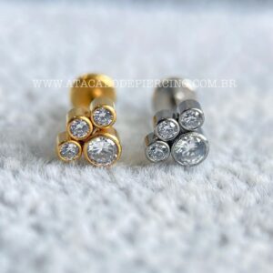 Labret Aço Rosca Interna Zircônias