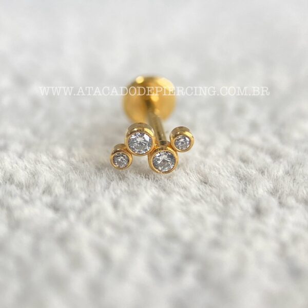 Labret Aço Rosca Interna Zircônias - Imagem 2