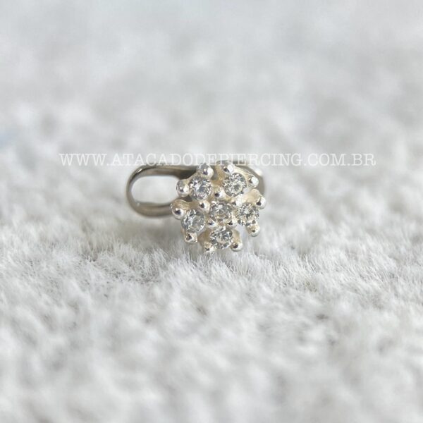 Kit Microdermal Titânio Topo Prata 925 Flor Zircônias - Imagem 4