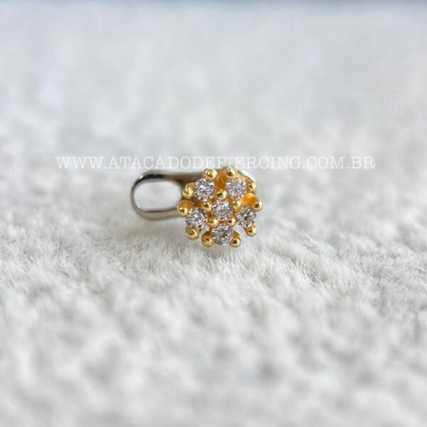 Kit Microdermal Titânio Topo Prata 925 Flor Zircônias - Imagem 3