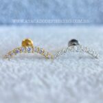 Labret Titânio Topo Prata 925 Cluster Zircônias