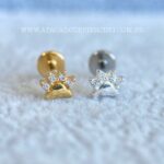 Labret Titânio Topo Prata 925 Patinha Zircônias