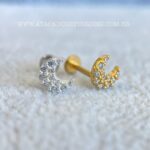 Labret Titânio Topo Prata 925 Lua Zircônias - Imagem 2