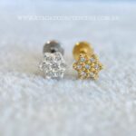 Labret Titânio Topo Prata 925 Flor Zircônias