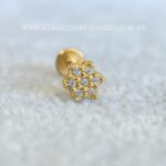 Labret Titânio Topo Prata 925 Flor Zircônias - Imagem 3