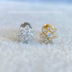 Labret Titânio Topo Prata 925 Flor Zircônias