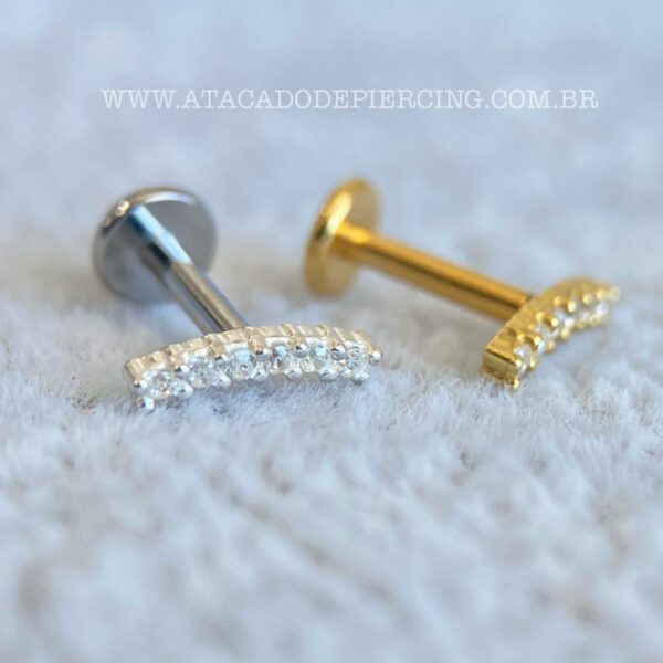 Labret Titânio Topo Prata 925 Cluster Zircônias - Imagem 2