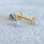 Labret Titânio Topo Prata 925 Estrela Zircônias - Imagem 2