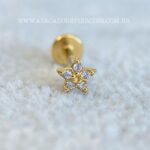 Labret Titânio Topo Prata 925 Estrela Zircônias - Imagem 3