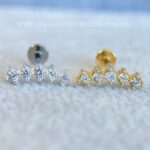 Labret Titânio Topo Prata 925 Cluster Zircônias