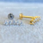 Labret Titânio Topo Prata 925 Cluster Zircônias - Imagem 2