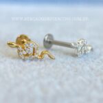 Labret Titânio Topo Prata 925 Cobra Zircônias - Imagem 2