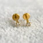 Labret Ouro 18K Zircônia com Garra
