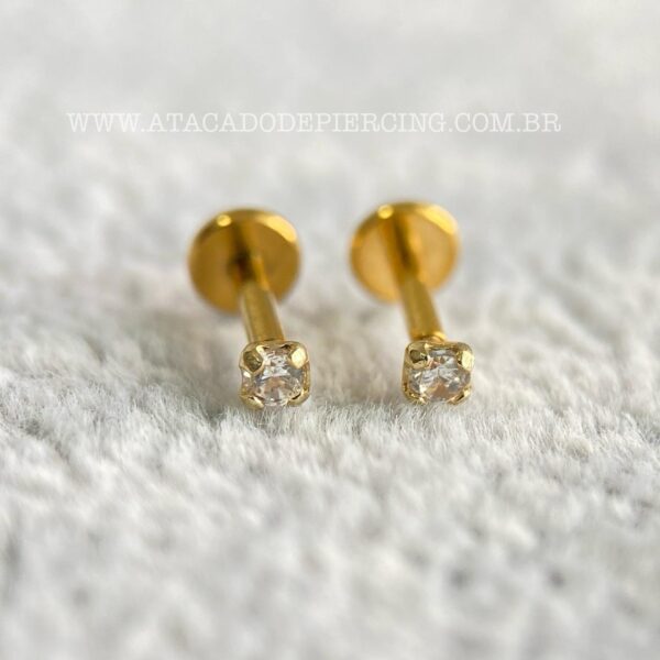 Labret Ouro 18K Zircônia com Garra - Imagem 1