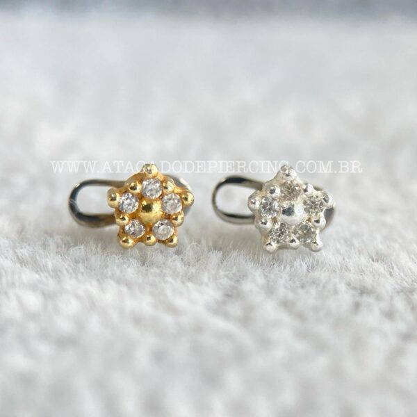 Kit Microdermal Titânio Topo Prata 925 Flor Zircônias - Imagem 1