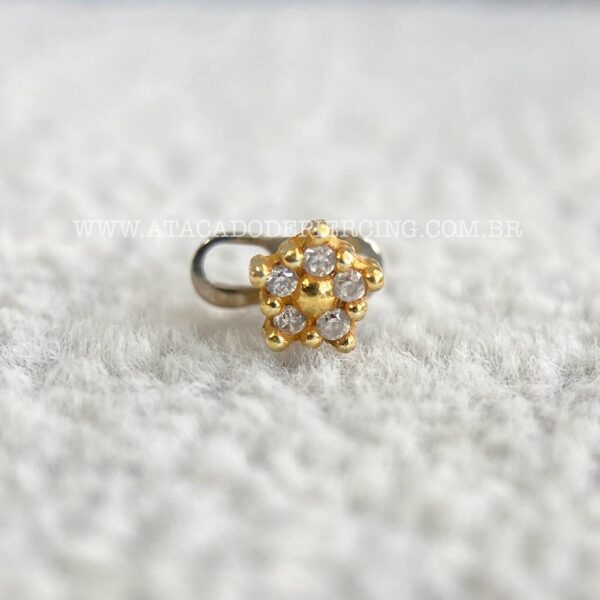 Kit Microdermal Titânio Topo Prata 925 Flor Zircônias - Imagem 4