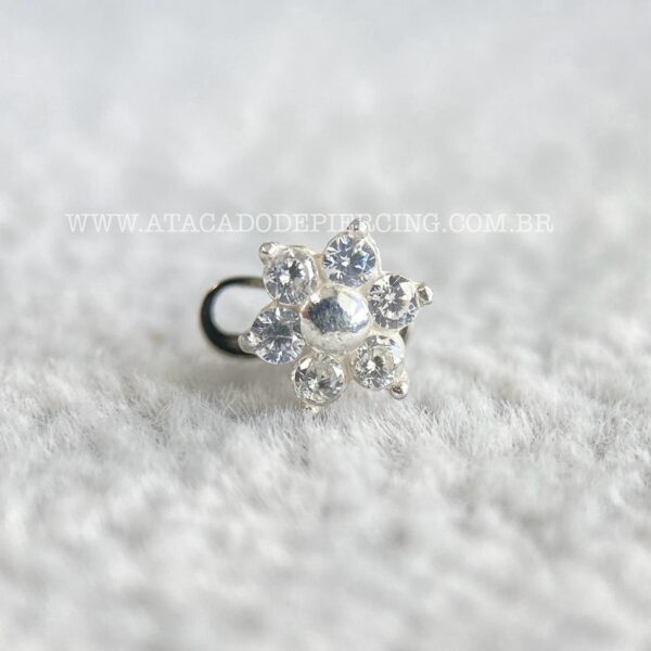 Kit Microdermal Titânio Topo Prata 925 Flor Zircônias - Imagem 4