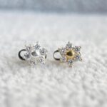 Kit Microdermal Titânio Topo Prata 925 Flor Zircônias