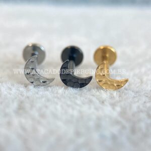 Labret Titânio Rosca Interna Lua Martelado