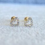 Brinco Ouro 18K Coração Zirconias