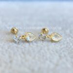 Brinco Ouro 18K Zirconia Pingente Coração