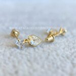 Brinco Ouro 18K Zirconia Pingente Coração - Imagem 2