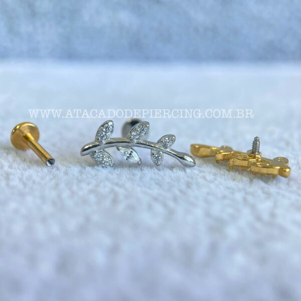 Labret Aço Rosca Interna Ramo Zircônias - Imagem 2