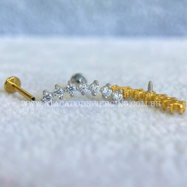 Labret Aço Rosca Interna Cluster Zircônias - Imagem 2