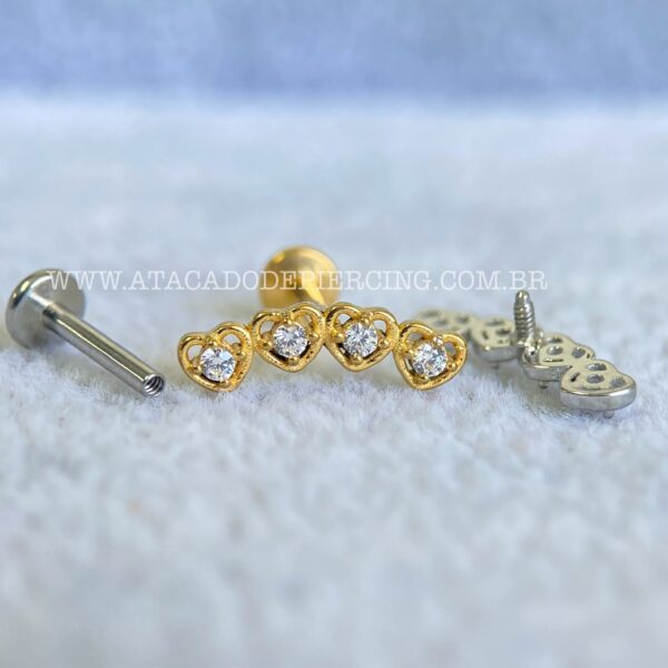 Labret Aço Rosca Interna Cluster Zircônias - Imagem 2