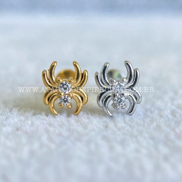 Labret Aço Rosca Interna Aranha Zircônias - Imagem 1