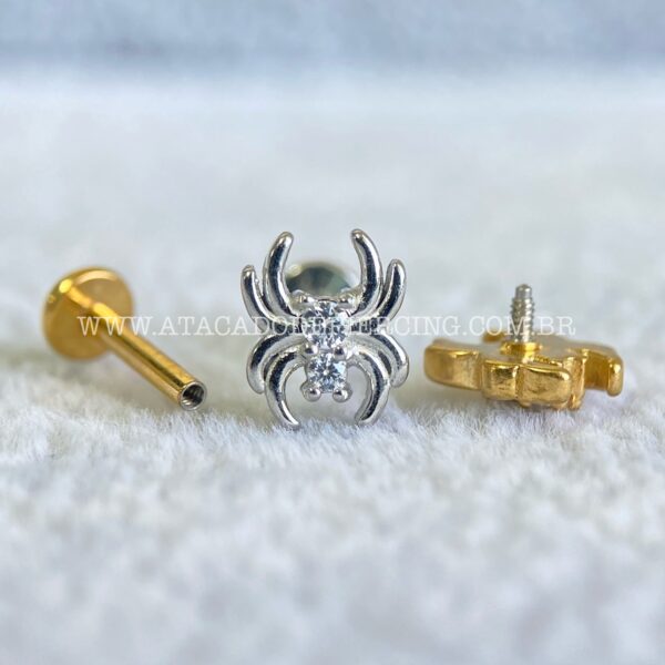 Labret Aço Rosca Interna Aranha Zircônias - Imagem 2
