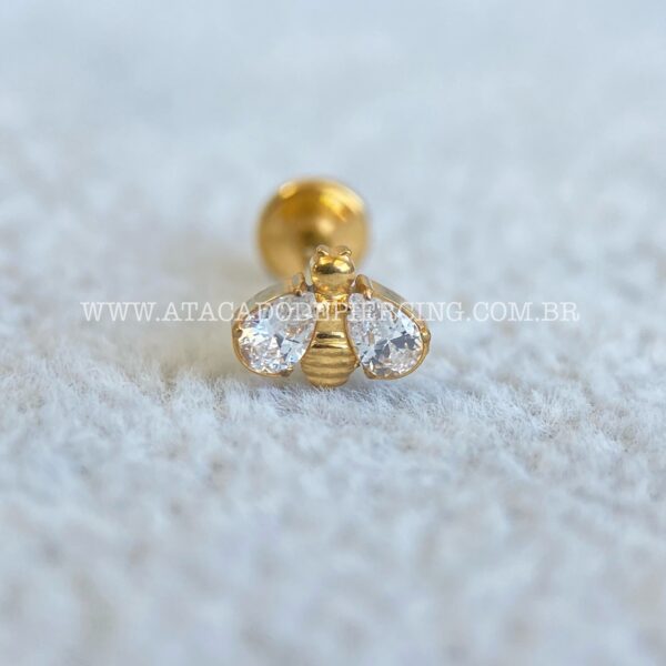 Labret Titânio Rosca Interna Abelha Zircônias - Imagem 3