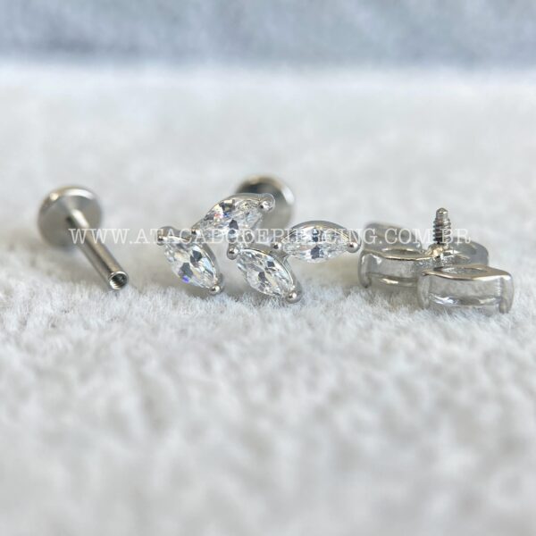 Labret Aço Rosca Interna Ramo Zircônias - Imagem 3