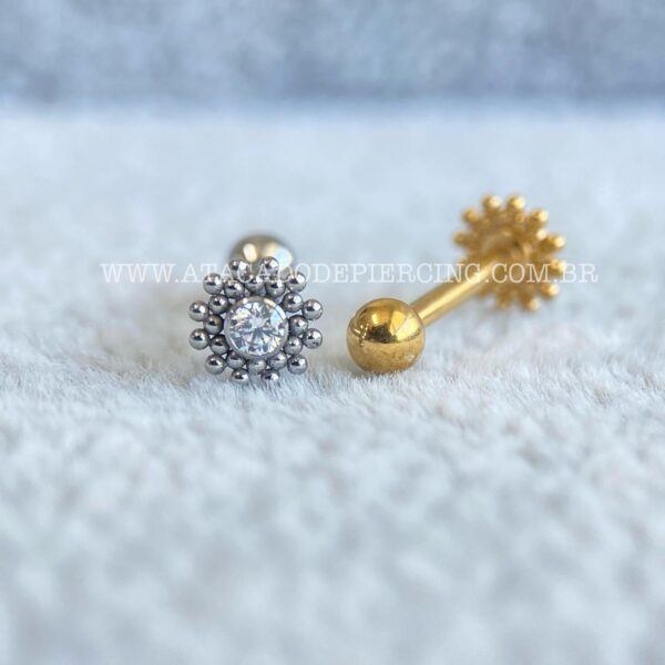 Minibarbell Aço Flor Zircônia - Imagem 2