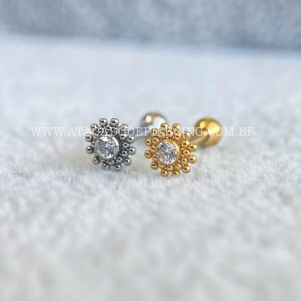 Minibarbell Aço Flor Zircônia - Imagem 1
