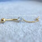 Bananabell Ouro 18K Zircônia Redonda com Correntes