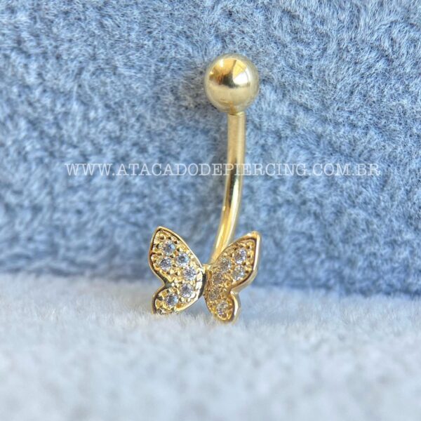 Bananabell Ouro 18K Borboleta Zircônias - Imagem 2