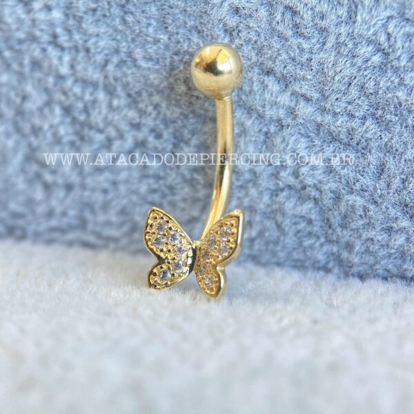 Bananabell Ouro 18K Borboleta Zircônias - Imagem 3